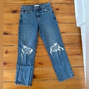 Garage Denim Blue Distressed Vintage High Rise Straight Leg Jeans • Size 5